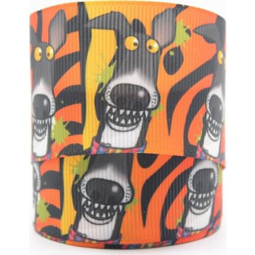 16-75 MM Striped Greyhound Printed Grosgrain Ribbon DIY Handmade Materials Hair Accessories Wedding Gift Wrap Tape