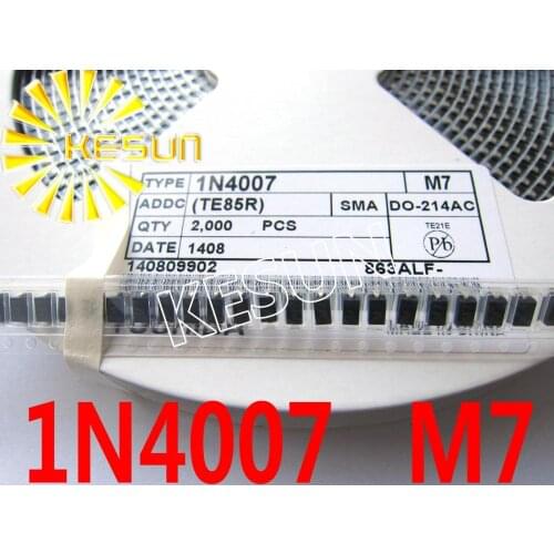 1N4007 IN4007 M7 1A/1000V DO-214AC SMA Rectifier Diode x2000PCS