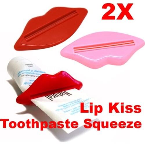 2 Pcs Kiss Lip Toothpaste Squeezer Easy Press Tube Dispenser Gadget SCVD889
