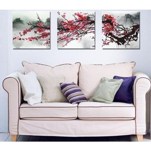 3 Panels Unframed Canvas Photo Prints Plum Wall Art Picture Canvas Paintings Wall Decorations Paintings Home Decor