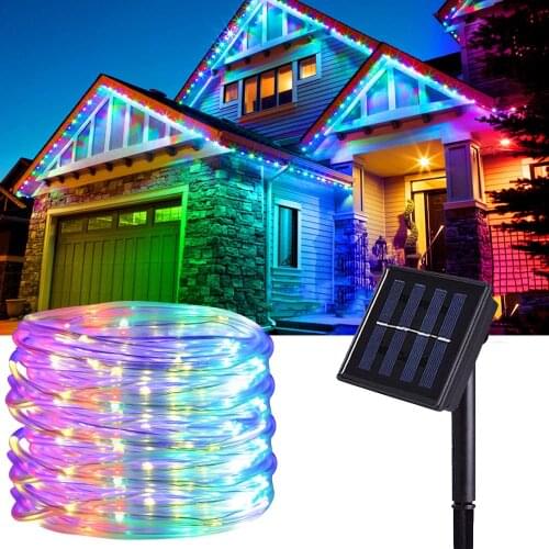 Solar Powered String Lights 5/10/20M LED Strip Rope Tube Fairy Lights Waterproof Garden Wedding Party Christmas Decoration light
