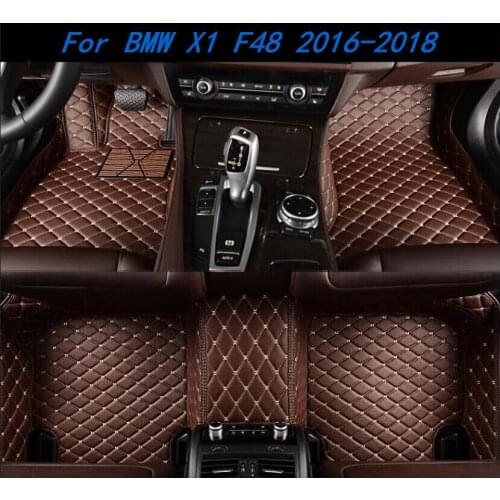 Car 3D Luxury Leather Car Floor Mats Fits For BMW X1 F48 2016 2017 2018 EMS Free shipping