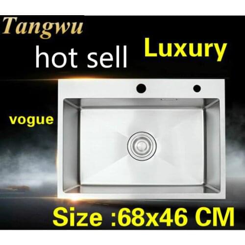 Free shipping Apartment kitchen manual sink single trough standard vogue 304 stainless steel hot sell 68x46 CM