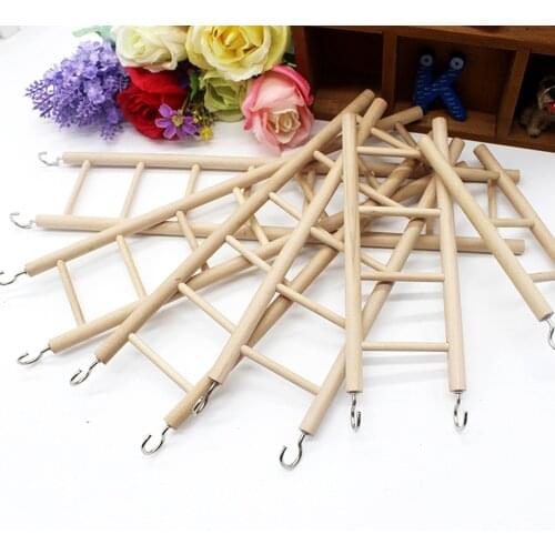 3/4/5/6/7/8 Ladder Birds Toy Wooden Ladders Swing Scratcher Perch Climbing Bird Cage Hamsters Parrot Toys Hanging Pet Supplies