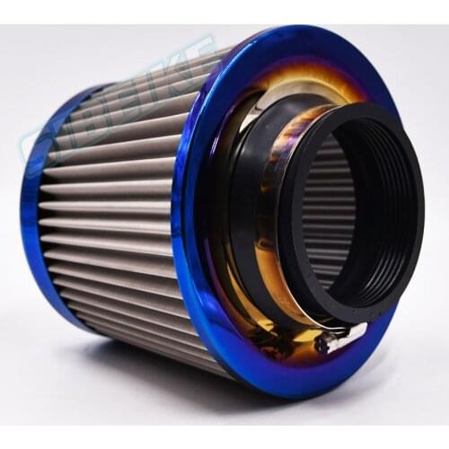 Cold Air Intake Filter Cleaner Racing 76mm Round Burnt Blue Air Filter Universal Car Parts