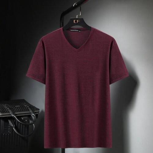 New Arrival Fashion Super Large Men Short Sleeve T Shirt Loose Ice Silk V-neck Print Knitted Plus Size 6XL 7XL 8XL 9XL10XL 11XL