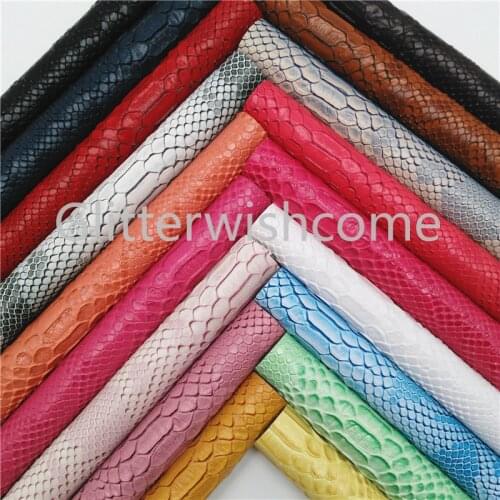 Glitterwishcome 21X29CM A4 Size Embossed Snake Faux Fabric, Synthetic LeatherFabric Faux Leather Sheets for Bows, GM510A