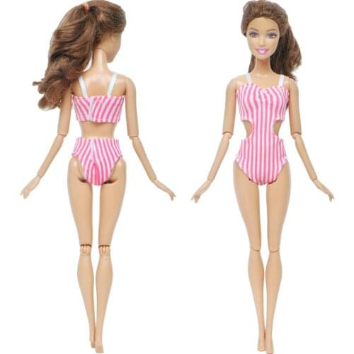 Fashion Red Stripe Swimsuit Summer Beach Swimwear Bikini Bathing Lovely Clothes for Barbie Doll Accessories Baby Girl DIY Toy