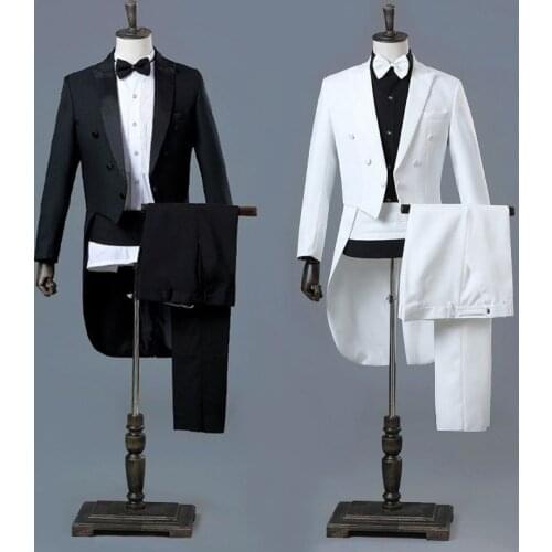 Peak Lapel Tailcoat Suit and Trousers Set Formal Dress Wedding Tuxedo Jacket Prom Costume Outfit for Men 903-A156