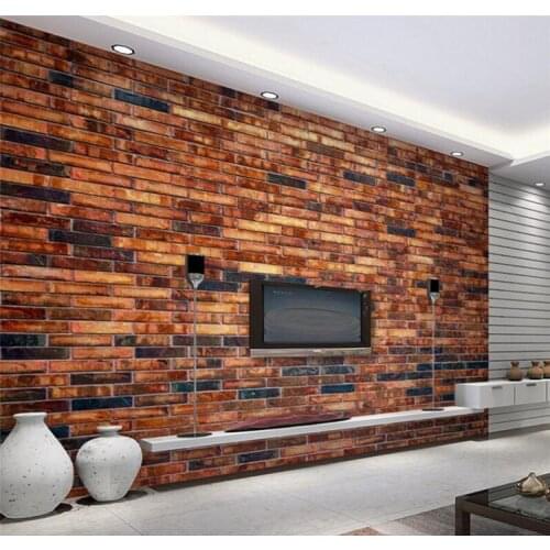 PVC Wallpaper Mural Vintage Stone Brick Wall Art Wall Paper for Bedroom Red Stone Wall Paper Mural Wallpaper Chinese Style