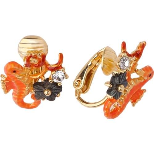 New Earrings Hippocampus Europe and America Fresh Trend Fashion Personality Exaggerated Ear Clips Female Temperament Earrings