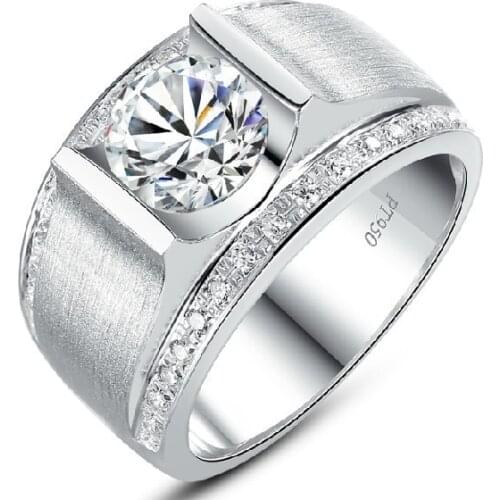 Wholesale Generous 1CT Moissanite Test Positive 14k White Gold Engagement Ring Man Jewelry Diamond Carbon Genuine Gold 14k