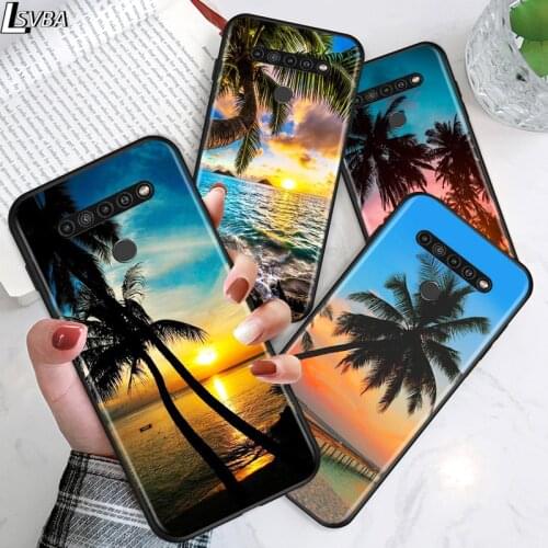 Palm Tree Sunshine for LG G8 G8S G8X V30 V35 V40 V50 V60 ThinQ Q60 K40 K50 K51 K61 K71 K92 K62 Soft Black Phone Case