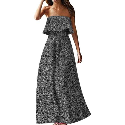 Boho Floral Print Floor-length Dress Summer Ruffle Sleeveless High Waist Dresses Lady Sexy Strap Open Back A-line Vestido Платье