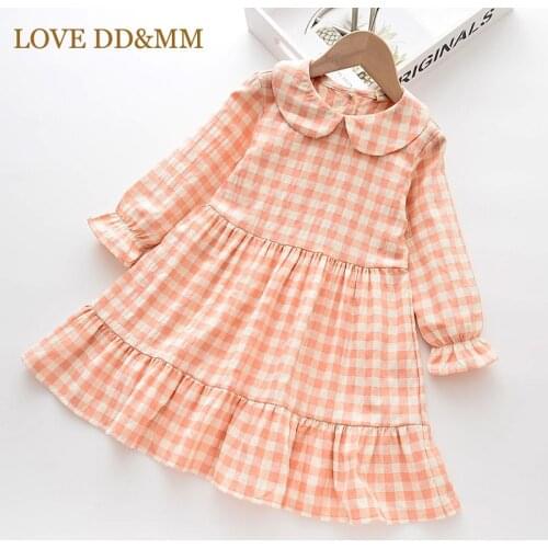 LOVE DD&MM Girls Dresses 2021 Girls Clothes Plaid Long Sleeve Princess Dress Kids Clothing Baby Birthday Costumes