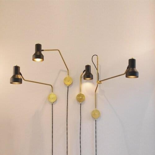 Nordic Bedroom Bedside Lamp Wall Lamp Simple Modern Aisle Corridor Hotel Golden Background Wall Lamp Creative LED Lamp