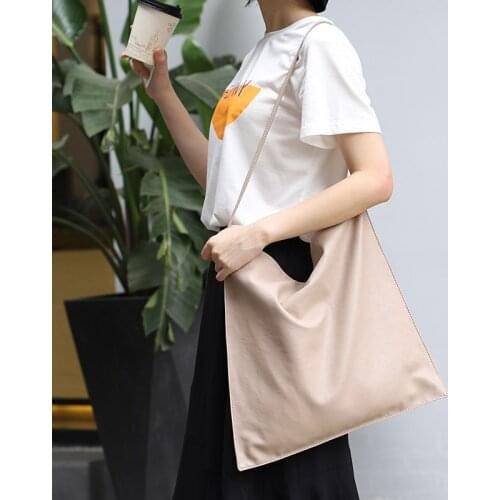 Raged Sheep Simple PU Soft Leather Shoulder Bag Casual Vintage Handbags Messenger Bag Eco Reusable Large Shopping Bag For Women