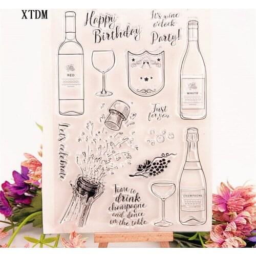 Hot selling Wine bottle alphabet transparent clear stamp / silicone seal roller stamp DIY scrapbook album / card production