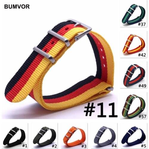 Colorful Woven Nylon Loop Strap 16mm 18mm 20mm 22mm 24mm Army Sport Nato Strap Fabric Nylon Watch Replacement Strap