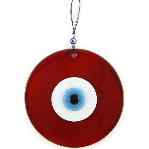 Handmade Red Fusion Glass Evil Eye Bead 16cm