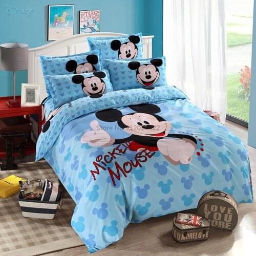 Cartoon Disney Mickey Mouse Duvet Cover Bed Sheet Pillowcase Children Winnie The Pooh Bedding Set Full Queen Size Bedroom Decor
