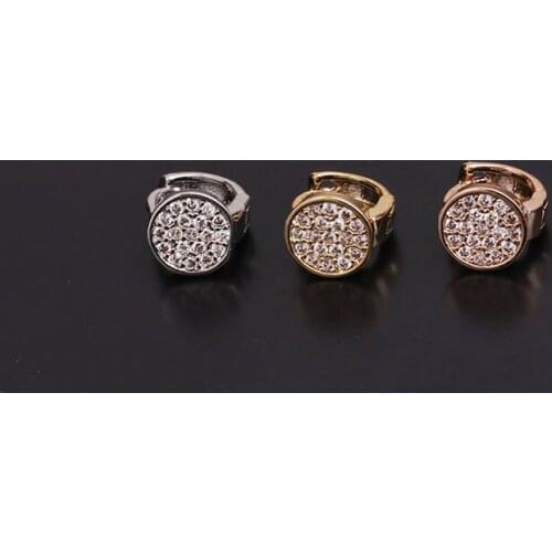 1 PCS Cute Micro Pave CZ Mini Round Shape Ear Piercing Earring Simple Gold Color Small Cartilage Clip Cuff Jewelry