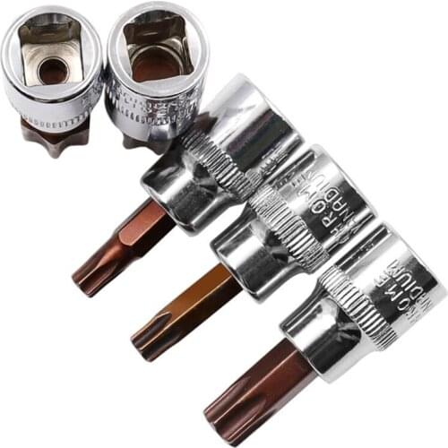 T10-T60 3/8" 1/4" Star Hexagon Torx Bit Socket Vanadium Steel Hex Wrench Nut Driver Drill S2 bushing Hexagonal sleeve