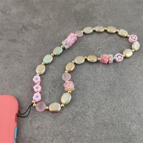 HOT Mobile Phone Chain Lanyard For Phone Case Charm Clear Beads Colorful Straps Flower Ins Chains