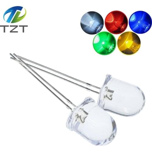 10mm LED 5 Colors Red Blue Yellow Green White Transparent 150mA 0.75W Ultra Bright Round LED Light Emitting Diode Lamp