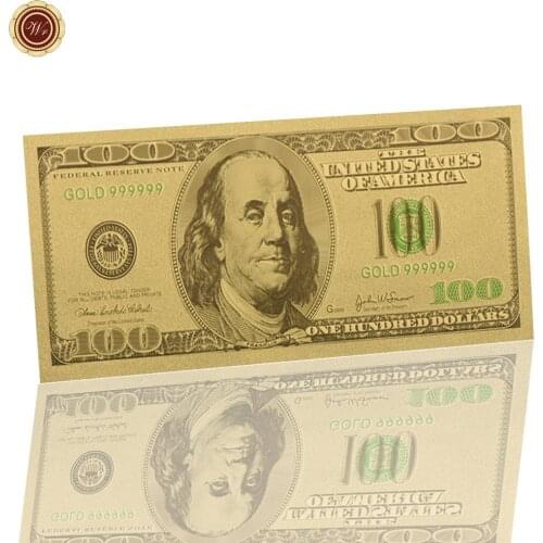 WR 24k Gold Banknote USD 100 DollUnique Souvenir Gifts US Paper Money Art Crafts Quality Fake Money Metal Crafts for Gifts