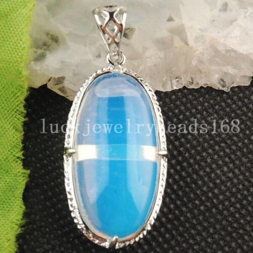 Free Shipping Women Fashion Jewelry New Opal Opalite Oval Pendant Bead C3567