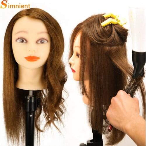 Female Mannequin Head 20Inch 100%Natural Real Human Hair For Hairstyles Hairdressers Hairdressing Hair Hairdresser Training Head