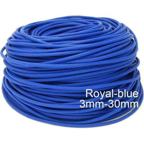 1-10M 3-30mm Royal-blue Cable Sleeves Snakeskin Mesh Wire Protect Nylon Tight PET Expandable Insulation Sheathing Braided Pipe