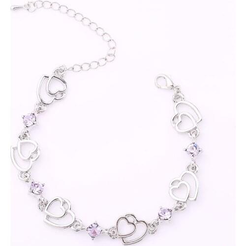 1Pcs New Fashion Charm Double Love Bracelet Micro Diamond Female Student Girlfriends Joker Jewelry Gift