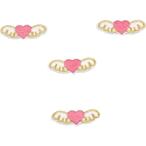 10pcs Cartoon Angel Wings Heart Patches Iron On Cartoon Stickers DIY Sewing Girls Clothes Backpack Shoes Bags Badge Appliques