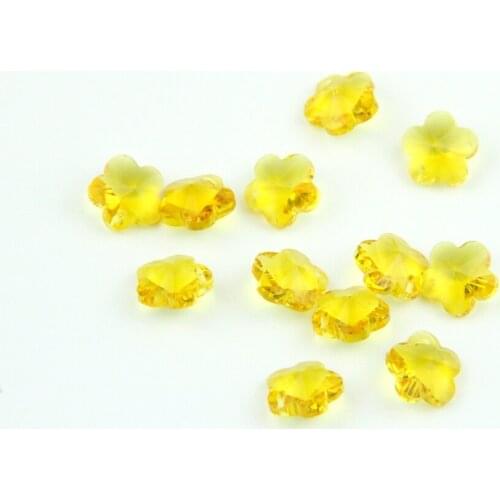 100pcs/lot 14mm Plum Blossom Crystal Beads Topaz For Wedding & Home Decoration Glass Trimming Beads