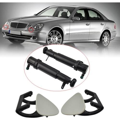 4pcs/set Car Front Left&Right Headlight Washer Nozzle Jet Actuator & Cover Caps For Mer cedes-Benz W211 2002-2009