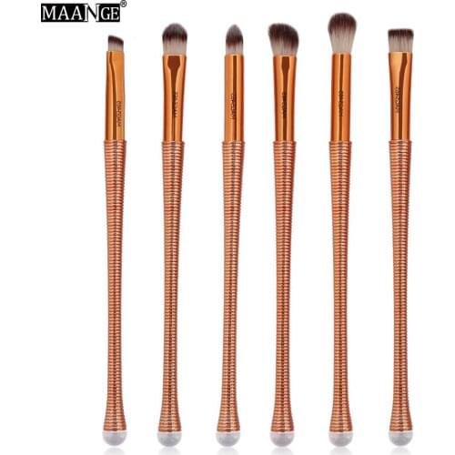 6pcs Eyeshadow Makeup Brushes Kits Flat Angle Top Eyebrow Eyelid Concealer Cosmetics Beauty Eyes Nose Shadow Brush Tool KH114