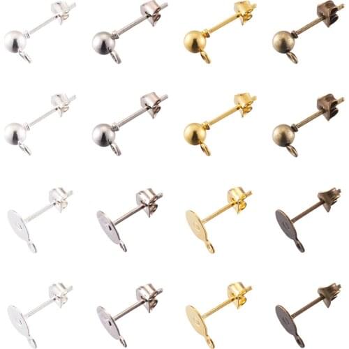 616pcs/set Brass Stud Earring Findings with Iron Pin Ear Nuts Mixed Color For DIY Jewelry Earring Making Findings Accessories
