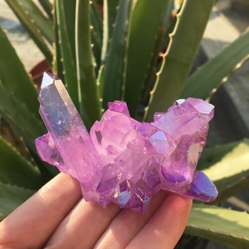 89g Rare beautiful purple flame aura quartz crystal cluster specimen