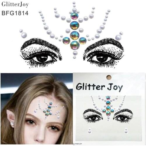 BFG1814 1Pc White Resin and Fake Pearl Face Jewel Sticker inspired by Elfin Cosplay Character as Body Art Decor