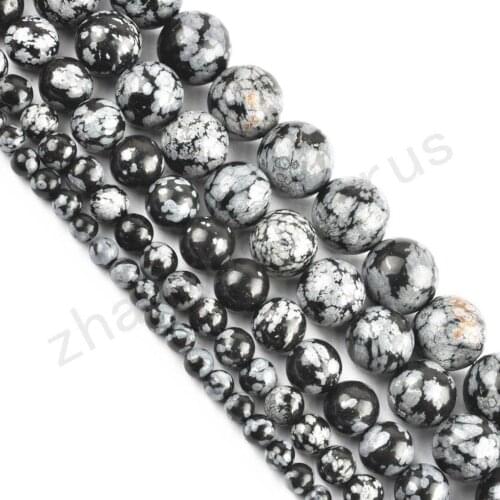 4 6 8 10 12mm Natural Snowflake Stone Spacer Loose Beads Jewelry Making For Necklace Bracelet DIY New Wholesale