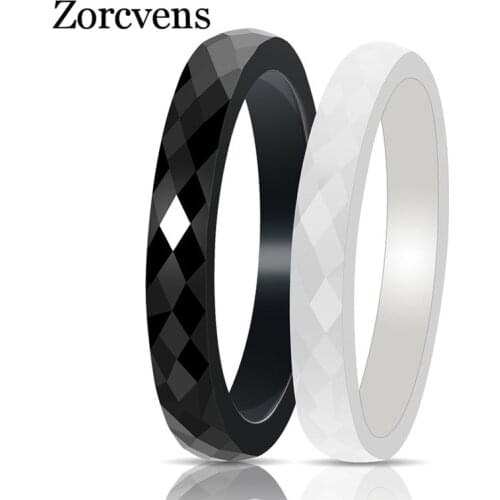 Modyle Black White Ceramic Rings for Women Cut Surface Ceramic Jewelry Ring Fashion Women Ring