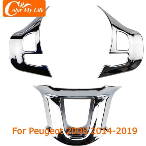 Color My Life ABS Car Steering Wheel Buttons Knob Panel Cover for Peugeot 2008 2014 - 2018 Parts Steering Wheel Sticker
