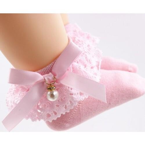 Baby Girl Princess Cotton Socks Infant Lace Flower Christening Peal Socks Toddler Cute Socks For Kids 2-6 Years