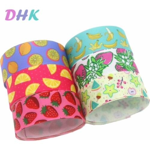 DHK 7/8'' 5yards fruit juice strawberry Printed Grosgrain Ribbon Accessory Hairbow Headwear Decoration DIY Wholesale OEM E1829