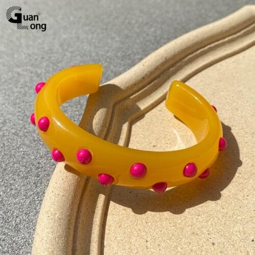 GuanLong Fashion Colorful Resin Open Bracelet Bangle For Women Girl Exquisite Indian Bangles Charm Irregula Wedding Jewellery