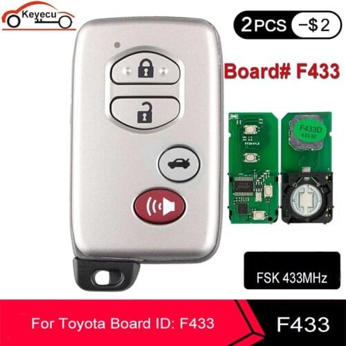 KEYECU Keyless Go 4 Button for Toyota Land Cruiser 2008+ Smart Key Chip: P1 98 4D-67 Chip Board ID: F433