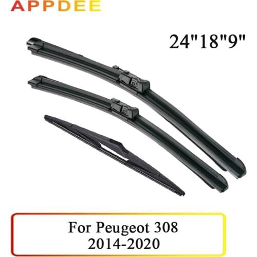 APPDEE Wiper Front & Rear Wiper Blades Set For Peugeot 308 T9 Hatchback 2014 - 2020 Windshield Windscreen 24"18"9"