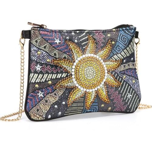 DIY Special Shaped Diamond Painting Leather Bags Chain Clutch Cross Stitch Wallet Sun Flower Students Children School Bags